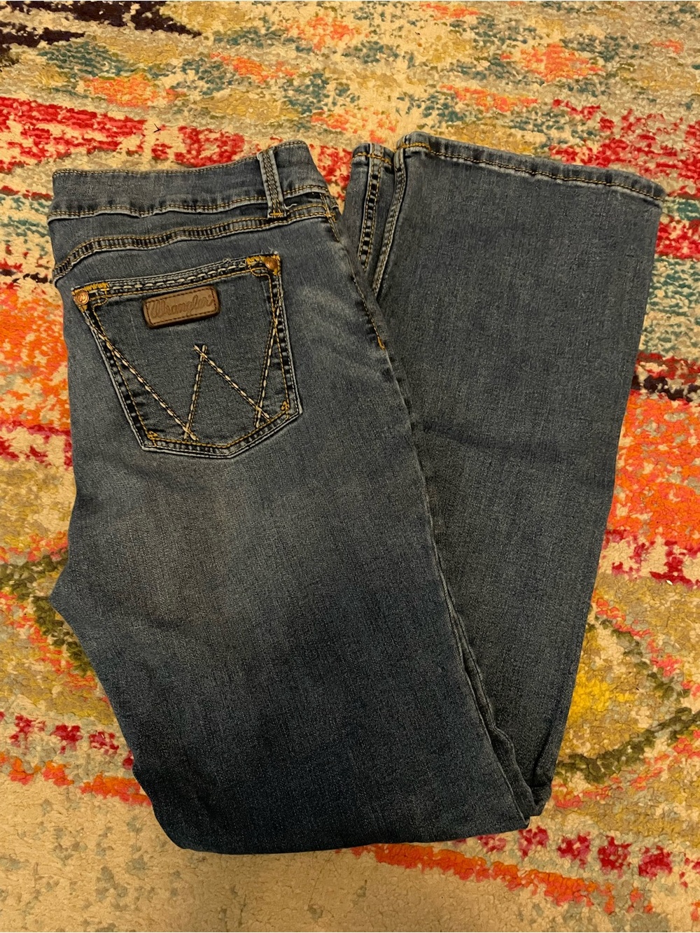 Wrangler Dark Blue Bootcut Jeans with Contrast Stitching